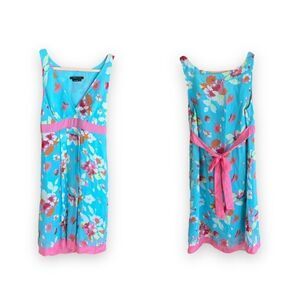 BCBG MAXAZRIA | Bright Blue/Pink Tie-Back Sundress (S)
